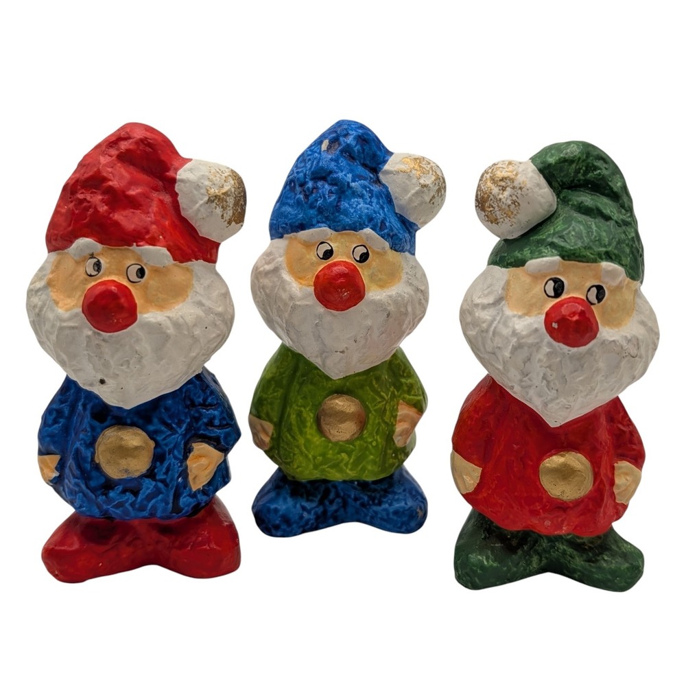 Vintage Ardco Elf Gnomes Figurines Christmas‎ Hand Painted Japan Lot of Three